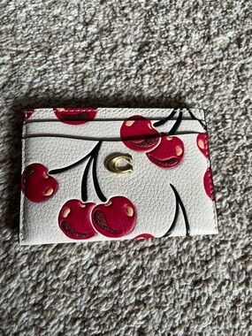 Coach Cherries Leather Card Holder Wallet